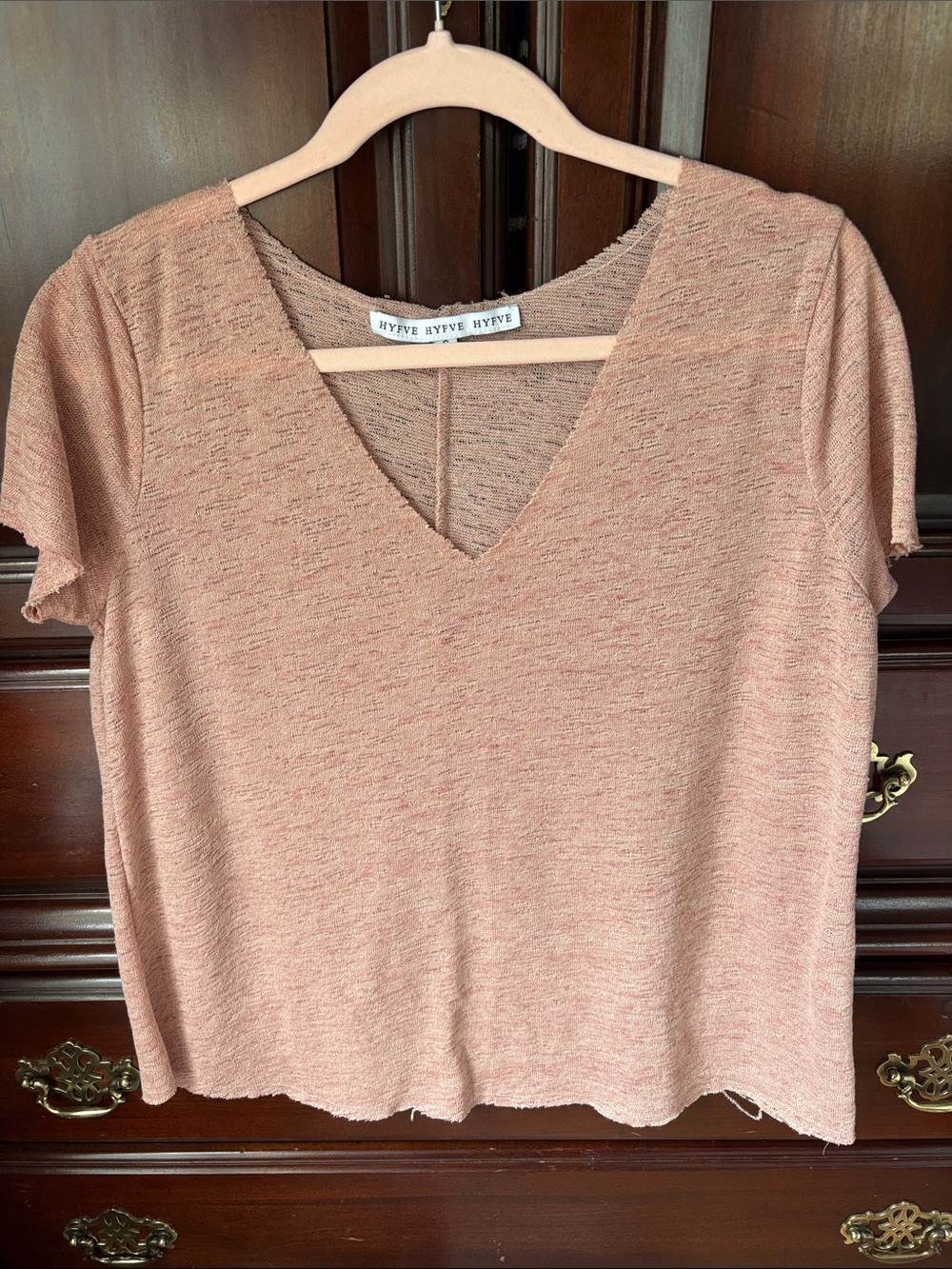 HYFVE Heathered Dusty Rose V-Neck Short Sleeve Tee